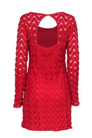 Current Boutique-Free People - Red Long Sleeve Eyelet Crochet Dress Sz M