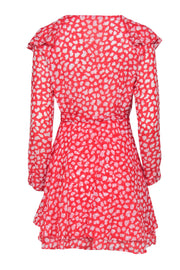 Current Boutique-Free People - Red & White Printed Textured Wrap Dress w/ Ruffled Trim Sz S