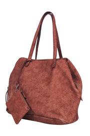 Current Boutique-Free People - Rusty Brown Faux Suede Large Tote Bag w/ Pouch