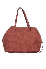 Current Boutique-Free People - Rusty Brown Faux Suede Large Tote Bag w/ Pouch