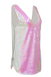 Current Boutique-Free People - White Iridescent Sequin Tunic-Style Tank Sz S