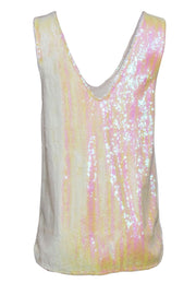 Current Boutique-Free People - White Iridescent Sequin Tunic-Style Tank Sz S