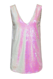 Current Boutique-Free People - White Iridescent Sequin Tunic-Style Tank Sz S