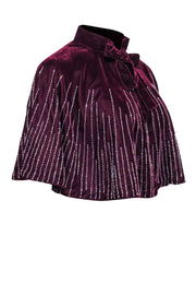 Current Boutique-Free People - Wine Red Crushed Velvet Caplet w/ Beading OS