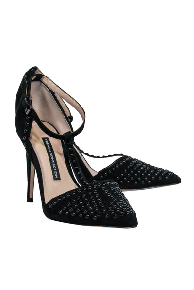 Current Boutique-French Connection - Black Suede Studded Pointed Toe "Elanah" Pumps Sz 8.5