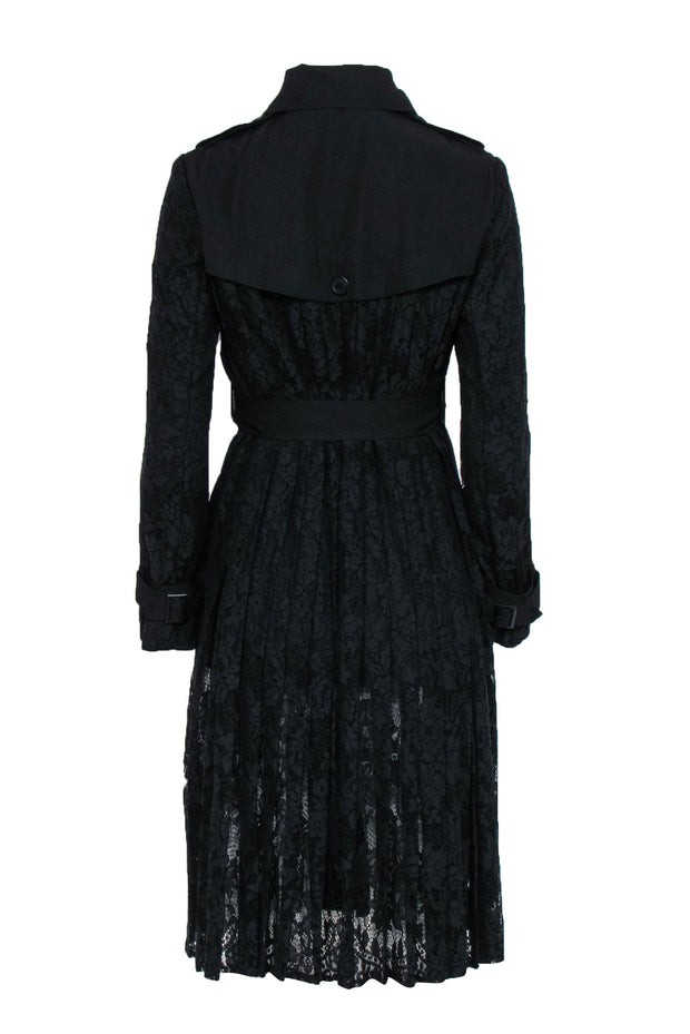 Current Boutique-French Connection - Black Trench Coat w/ Lace Detail Sz 2