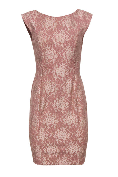 Current Boutique-French Connection - Blush Lace Boat Neck Sheath Dress Sz 8