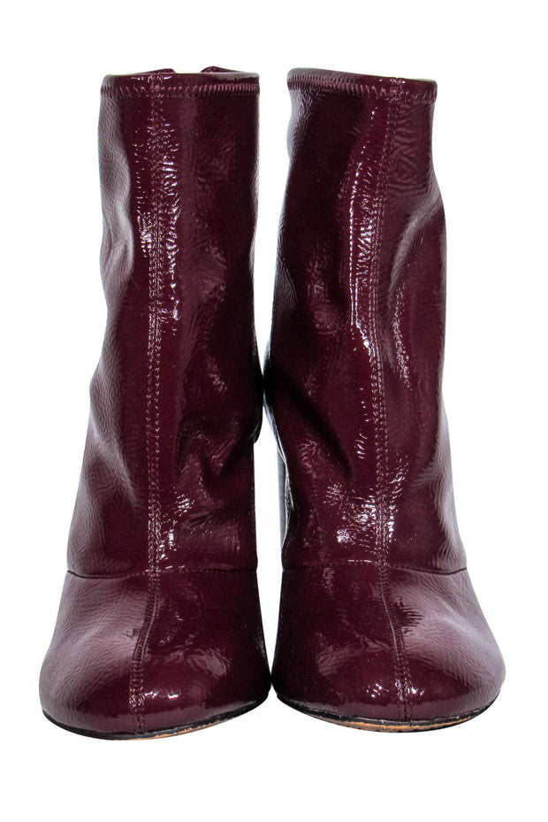 Current Boutique-French Connection - Burgundy Faux Leather Capri Heel Booties Sz 7.5