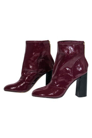 Current Boutique-French Connection - Burgundy Faux Leather Capri Heel Booties Sz 7.5