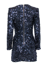 Current Boutique-French Connection - Dark Blue Sequin Long Sleeve Faux Wrap Dress Sz 4