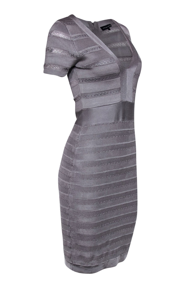 Current Boutique-French Connection - Gray Striped Bandage Dress w/ Cutout Texture Sz 8