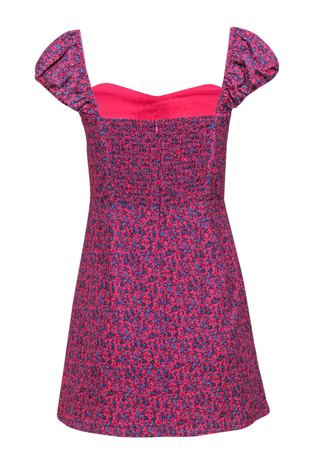 Current Boutique-French Connection - Hot Pink & Blue Floral Cap Sleeve Mini Dress Sz 6