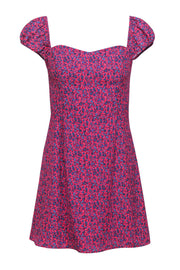 Current Boutique-French Connection - Hot Pink & Blue Floral Cap Sleeve Mini Dress Sz 6