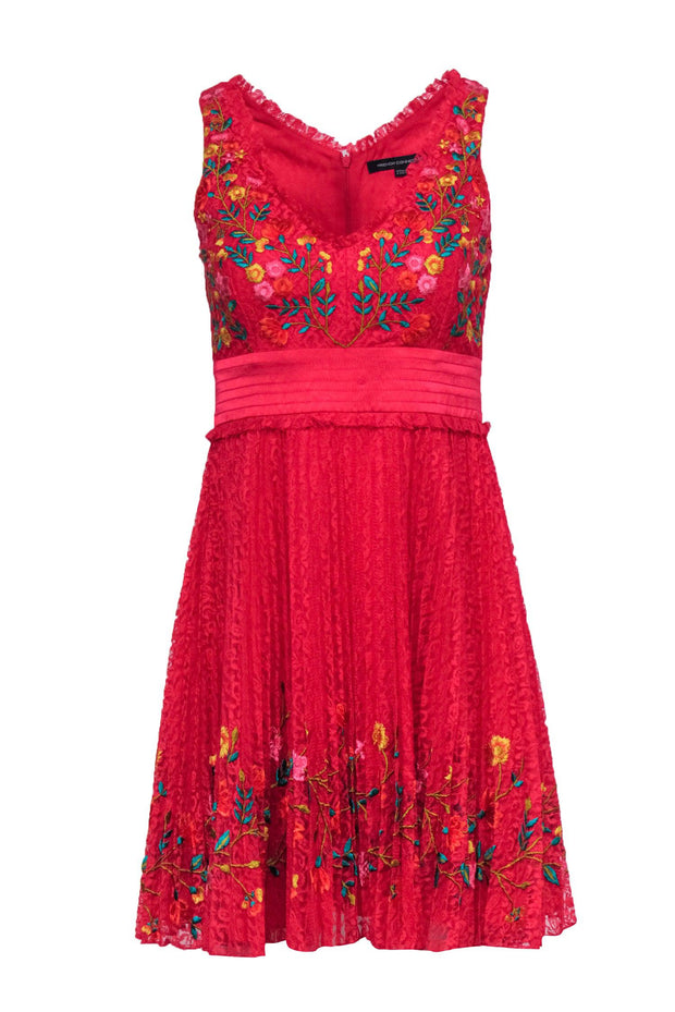 Current Boutique-French Connection - Hot Pink Lace Sleeveless Dress w/ Embroidered Detail Sz 2