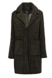 Current Boutique-French Connection - Olive Snap-Up Teddy-Style Coat Sz S