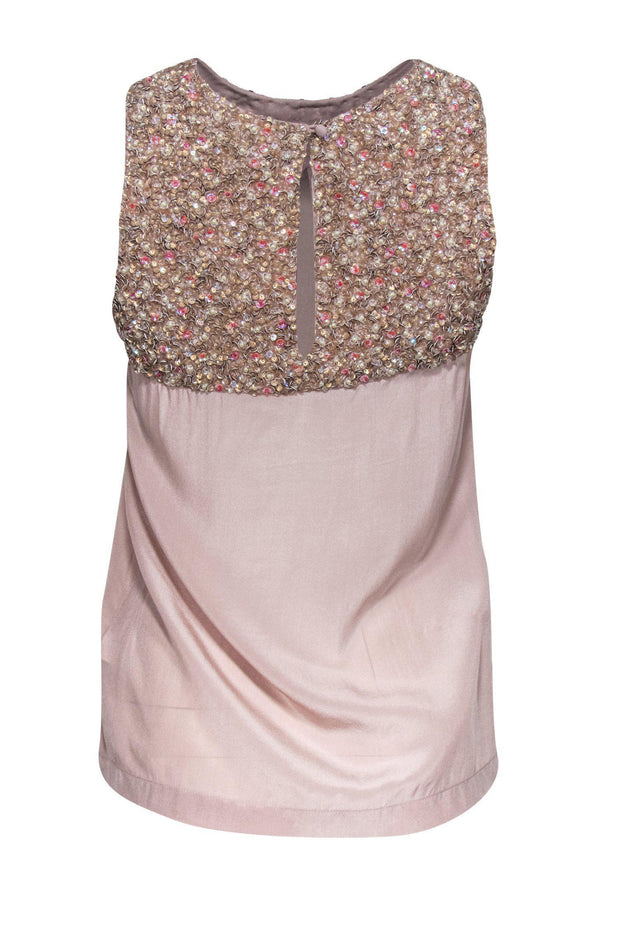 Current Boutique-French Connection - Pink Sequined Silk Tank Sz S