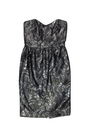 Current Boutique-French Connection - Silver Brocade Strapless Dress Sz 0