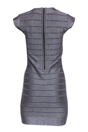 Current Boutique-French Connection - Silver Sparkly Cap Sleeve Bandage-Style Bodycon Dress Sz 8