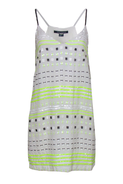 Current Boutique-French Connection - White Shift Tank Dress w/ Beading Sz 6