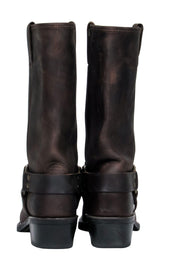 Current Boutique-Frye - Brown Leather Western-Style "Harness" Calf High Boots Sz 9