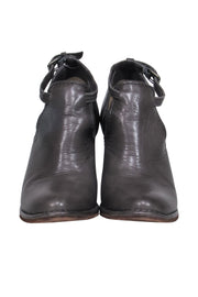 Current Boutique-Frye - Charcoal Leather Heeled "Margaret" Booties w/ Cutouts Sz 6.5