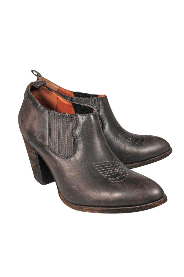 Current Boutique-Frye - Dark Gray Booties w/ Stitching Sz 11