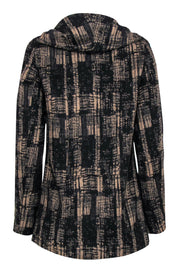 Current Boutique-Funktional - Black & Tan Marbled Pattern Wool Blend Zip-Up Coat Sz S