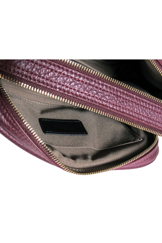 Current Boutique-Furla - Oxblood Pebbled Leather Square Camera Crossbody