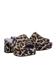 Current Boutique-Ganni - Leopard Print Open Toe Mule Sandals w/ Square Heel Sz 8