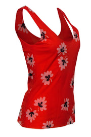 Current Boutique-Ganni - Red & White Floral Print Tank Sz 8