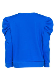 Current Boutique-Generation Love - Cerulean Blue Puff Sleeve Sweatshirt Sz L