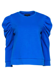 Current Boutique-Generation Love - Cerulean Blue Puff Sleeve Sweatshirt Sz L