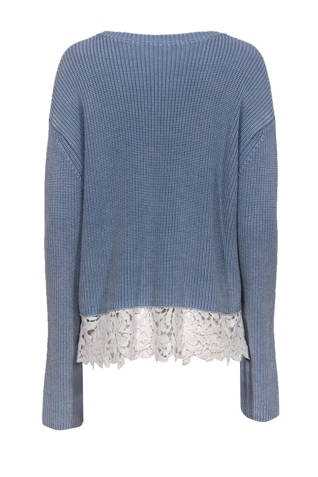 Current Boutique-Generation Love - Sky Blue Knit "Felix" Sweater w/ Lace Hem Sz M