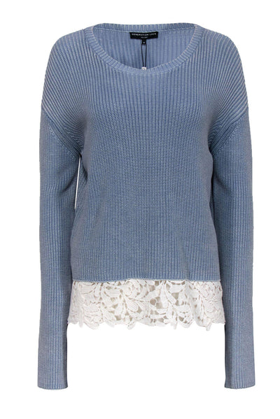 Current Boutique-Generation Love - Sky Blue Knit "Felix" Sweater w/ Lace Hem Sz M