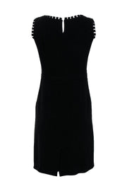 Current Boutique-Gerard Darel - Black Sheath Dress w/ Silver Ring & Notch Trim Sz 6