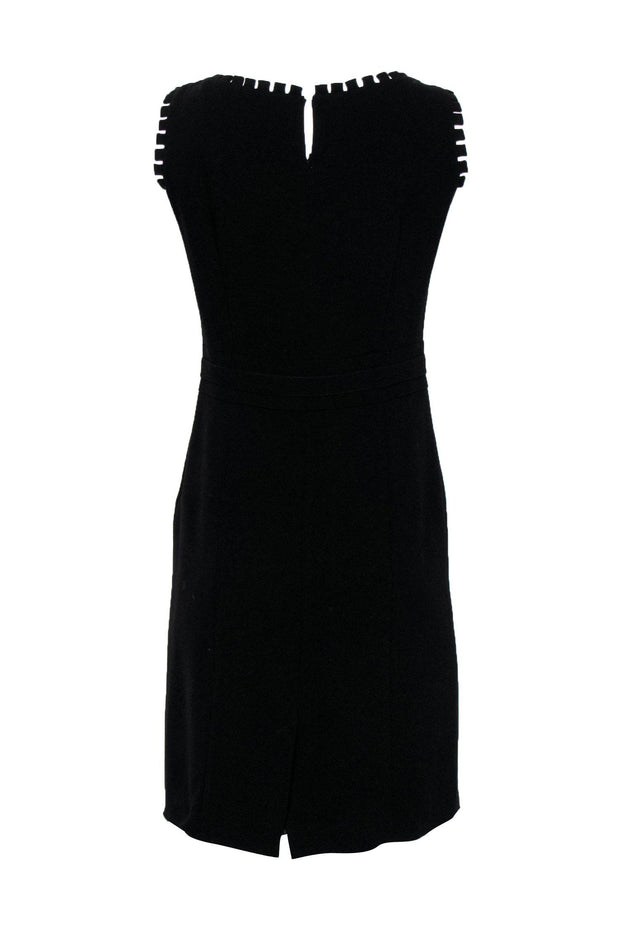 Current Boutique-Gerard Darel - Black Sheath Dress w/ Silver Ring & Notch Trim Sz 6