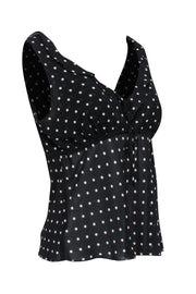 Current Boutique-Gerard Darel - Black & White Polka Dot Plunge Tank Sz 10