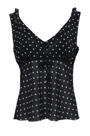 Current Boutique-Gerard Darel - Black & White Polka Dot Plunge Tank Sz 10