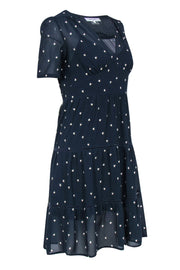 Current Boutique-Gerard Darel - Navy & White Heart Embroidered Tiered A-Lined Dress Sz 6