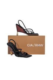 Current Boutique-Gia Borghni - Black Strappy "Rosie 2" Pump w/ Wood Heel Sz 8