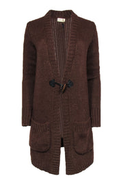 Current Boutique-Giada Forte - Brown Longline Wool Blend Cardigan w/ Toggle Clasp Sz M