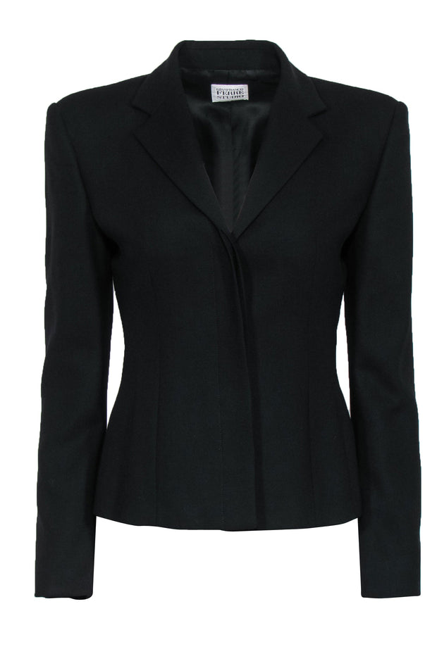 Current Boutique-Gianfranco Ferre - Black Slim Blazer w/ Padded Shoulders Sz 6