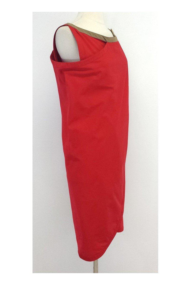 Current Boutique-Gianni Versace - Red Cotton Sleeveless Asymmetrical Dress Sz M