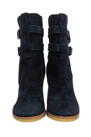 Current Boutique-Gianvito Rossi - Navy Blue Suede Booties Sz 5.5