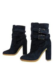 Current Boutique-Gianvito Rossi - Navy Blue Suede Booties Sz 5.5