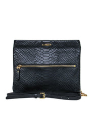 Current Boutique-Gigi New York - Black Leather Snakeskin Embossed Convertible Crossbody