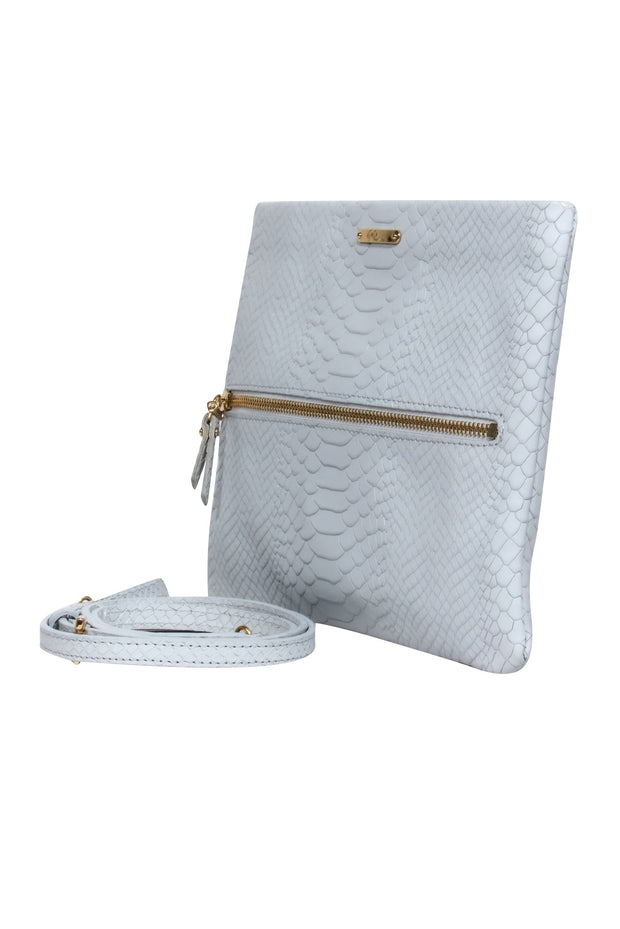 Current Boutique-Gigi New York - Light Blue Snakeskin Embossed Convertible Crossbody