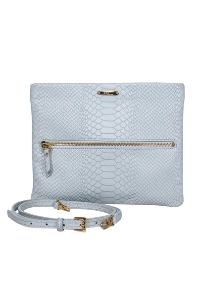 Current Boutique-Gigi New York - Light Blue Snakeskin Embossed Convertible Crossbody