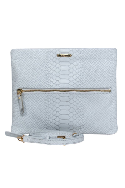 Current Boutique-Gigi New York - Light Blue Snakeskin Embossed Convertible Crossbody