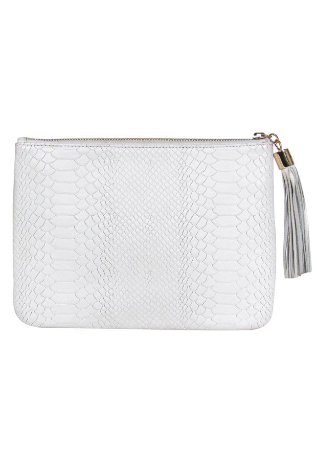 Current Boutique-Gigi New York - White Snakeskin Embossed Clutch